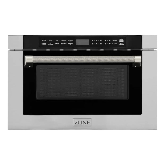 ZLINE Autograph Edition 24" Built-in Microwave Drawer, Stainless Steel, Helix Handle MWDZ-1-H-KCB