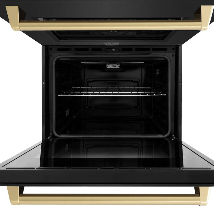 ZLINE 30"Professional True Convection Double Wall Oven, Air Fry, Self Clean Black Stainless Steel, Champagne Bronze WADBZ-30-CB