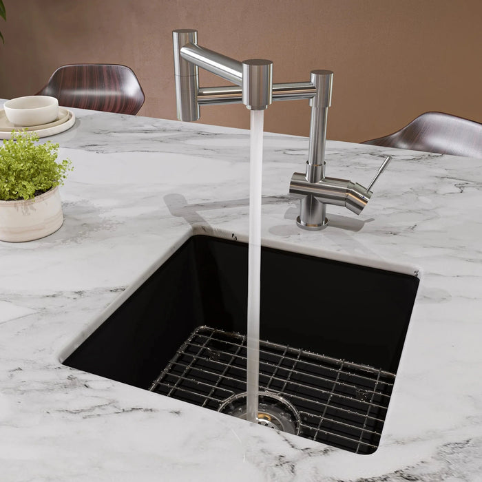 ALFI brand Square 18" Undermount / Drop In Fireclay Prep Sink ABF1818S