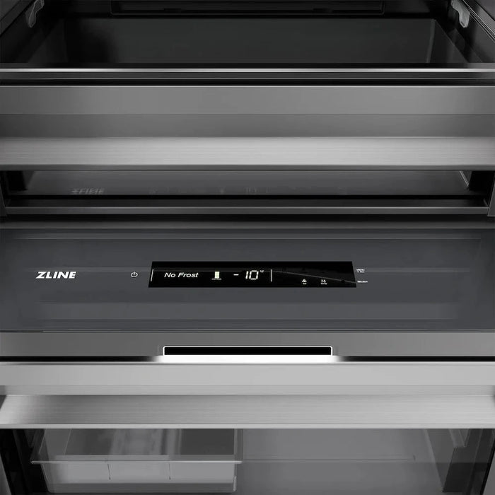 ZLINE 24" Column Freezer White Matte Stainless Steel, Graphite Gray Interior Polished Gold RCFVZ-WM-24-G