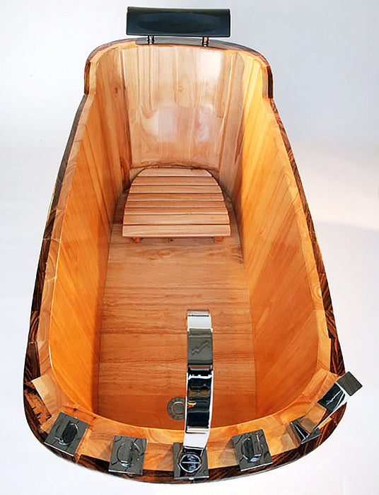 ALFI brand 59'' Free Standing Wooden Bathtub, Tub Filler AB1148