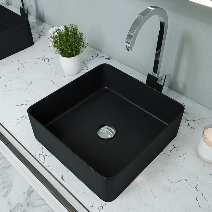 ALFI brand 16" Modern Square Above Mount Ceramic Sink ABC903