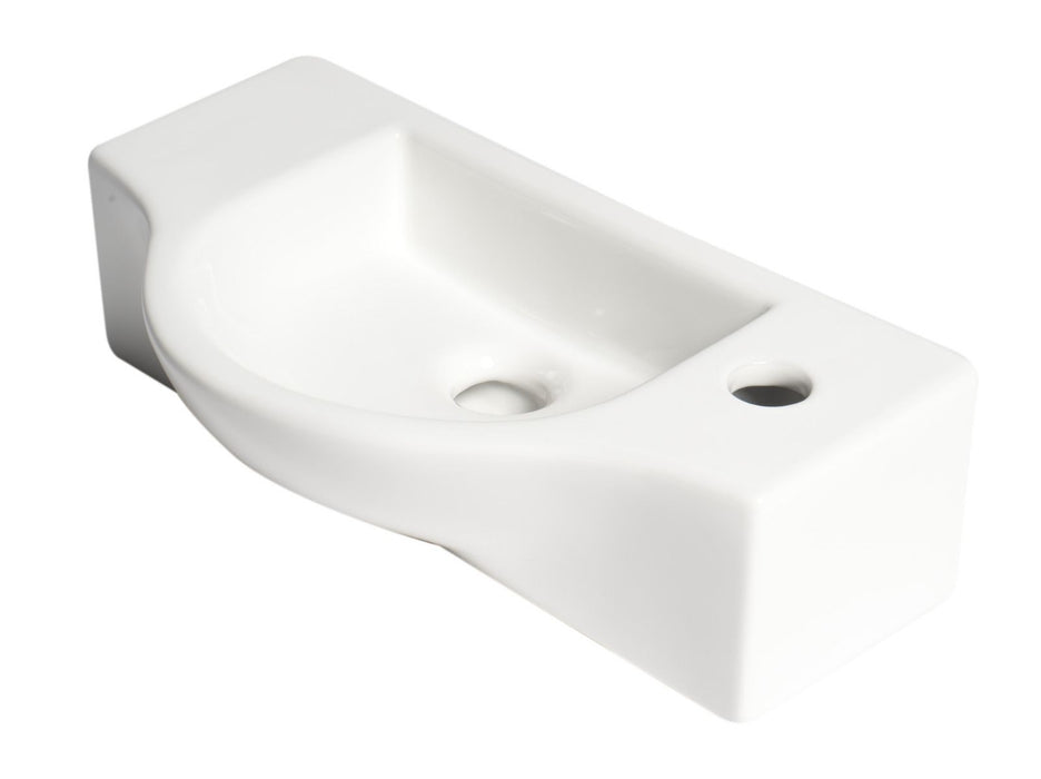 ALFI brand White 18" Small Wall Mounted Ceramic Sink, Faucet Hole ABC114