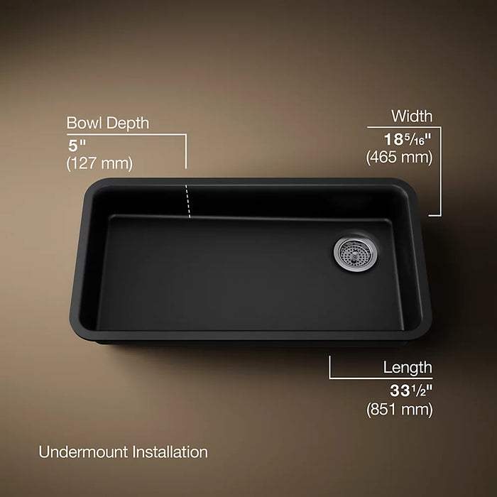 KOHLER Cairn 33" undermount single-bowl kitchen sink K-27785