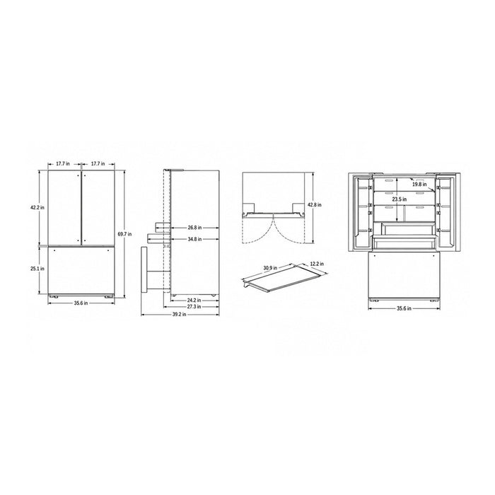 Verona 36" French Door Counter-Depth Refrigerator VEBFD3620WIFS