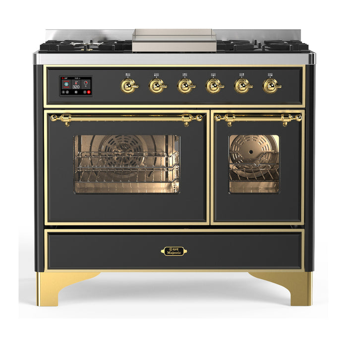 ILVE Majestic III 40" Dual Fuel, Range, Matte Graphite, Burnished Trim UMD40FNR3MGB