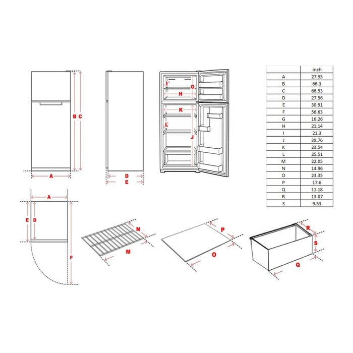 Verona 28" Top Freezer Refrigerator VEFTF2817RWH