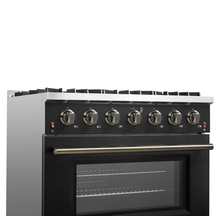 FORNO Galiano 36" Gas on Gas Range FFSGS6244-36BLK
