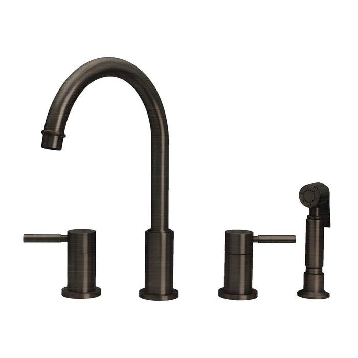 Two-Handles Copper Widespread Kitchen Faucet with Side Sprayer — AK96866-C-48