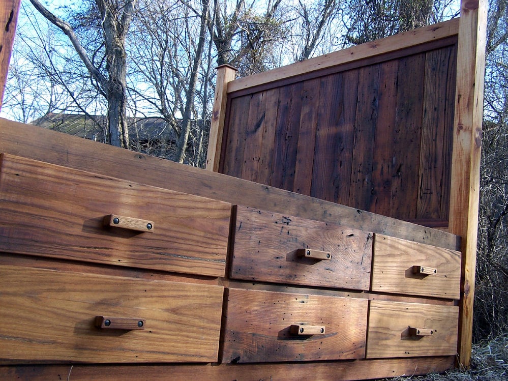 12 Drawer Reclaimed Wood Storage Bed, Platform Bed, King Storage ...