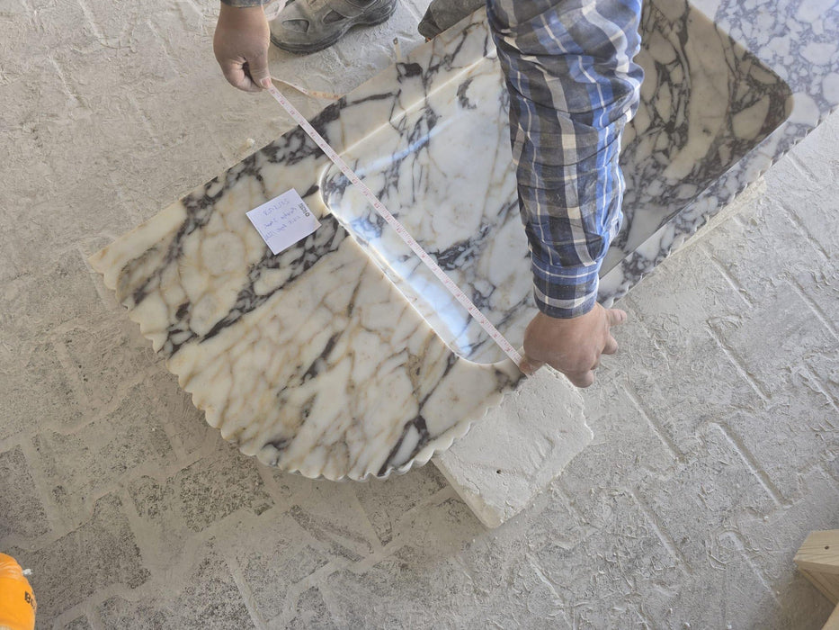 Calacatta Viola Marble Wall-mount Bathroom Vanity carved from Solid Block (W)20" (L)52"
