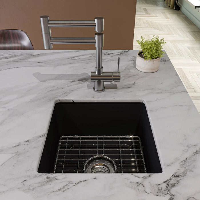 ALFI brand Square 18" Undermount / Drop In Fireclay Prep Sink ABF1818S