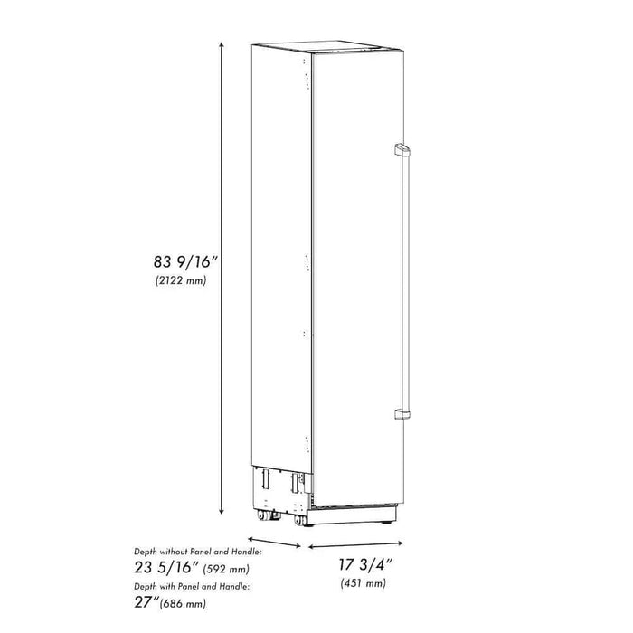 ZLINE 18" Left Hinge Column Freezer Black Stainless Steel, Graphite Gray Interior RCFVL-BS-18