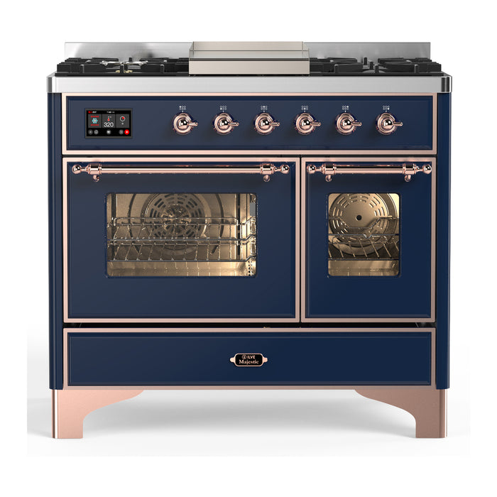 ILVE Majestic III 40" Dual Fuel, Range, Midnight Blue, Burnished Trim UMD10FDNS3MBB