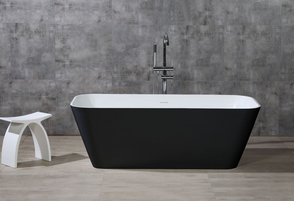 ALFI brand 67" White Rectangular Solid Surface Smooth Resin Soaking Bathtub AB9952