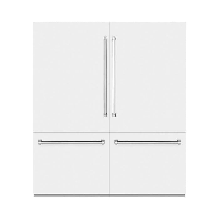 ZLINE 36" Built-In Bottom Freezer Refrigerator, Water Dispenser, Ice Maker, White Matte, Graphite Gray Interior GRBIT-WM-72