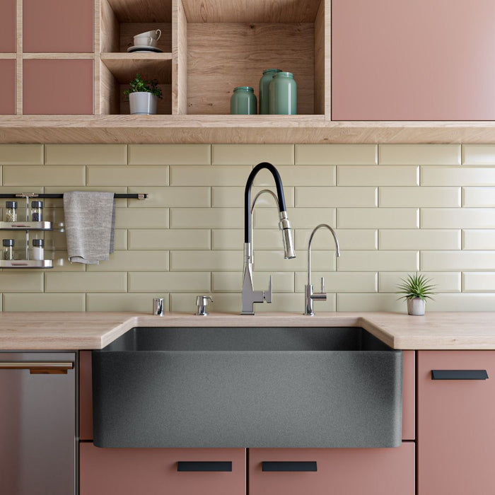 ALFI brand 33" Fireclay Farmouse Kitchen Sink In Concrete Color ABCO3320SB