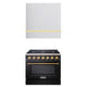 Akicon 36" Stainless Steel Range Hood with 600 CFM Insert & 6-Burner Gas Range Combo – Powerful Ventilation, Convection Oven, Multiple Finishes — AK-HS36HA-BSG & AK-JK36A1-BS