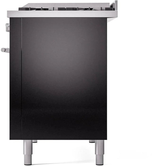 ILVE 48"Professional Plus Dual Fuel Range, Glossy Black UP48FWMPBK