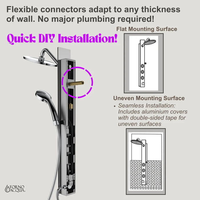 Forno Acqua AcquaSPA Shower Panel, Overhead Rainfall Shower, Handheld Shower Head SL31MC-L8