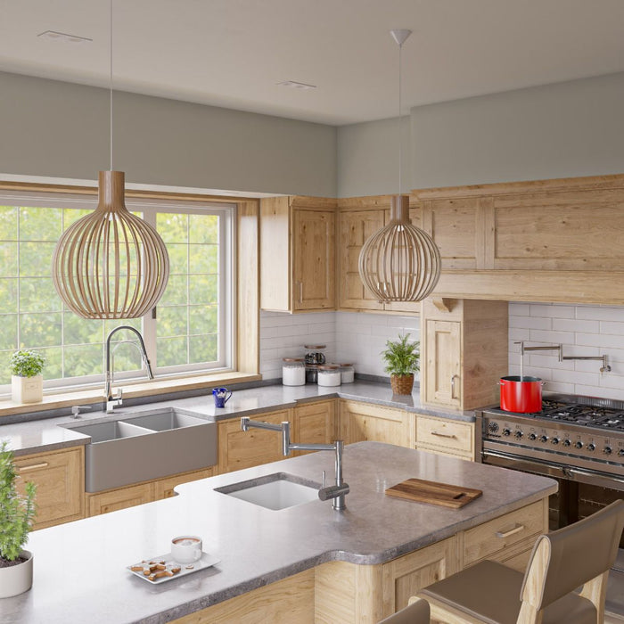 ALFI brand Smooth Apron 33" Double Bowl Fireclay Farm Sink ABF3318D