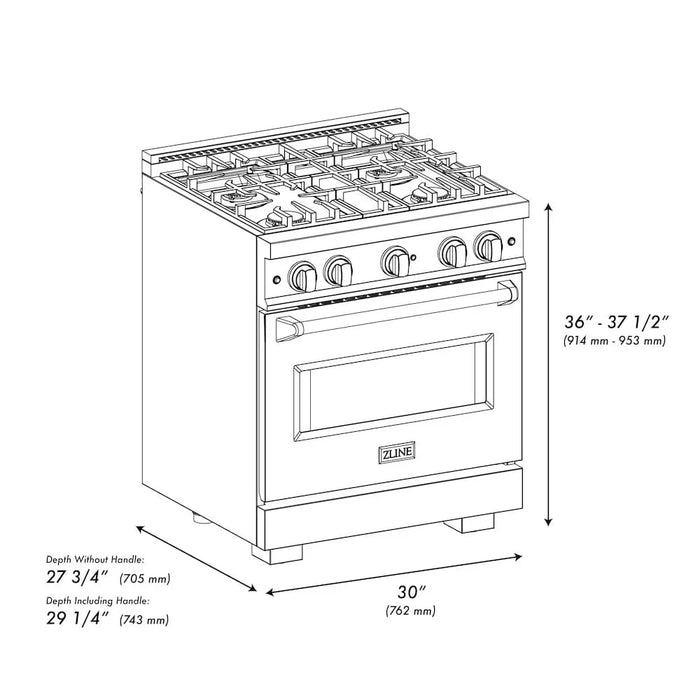 ZLINE 30" Classic Gas Range, Convection Gas Oven DuraSnow® Stainless Steel, CGRS-30
