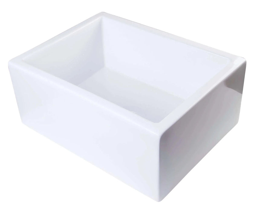 ALFI brand 24" Smooth Thick Wall Fireclay Single Bowl Farm Sink AB2418SB