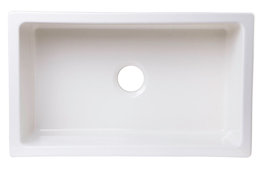 ALFI brand 30" Smooth Solid Thick Wall Fireclay One Bowl Farm Sink AB3018SB