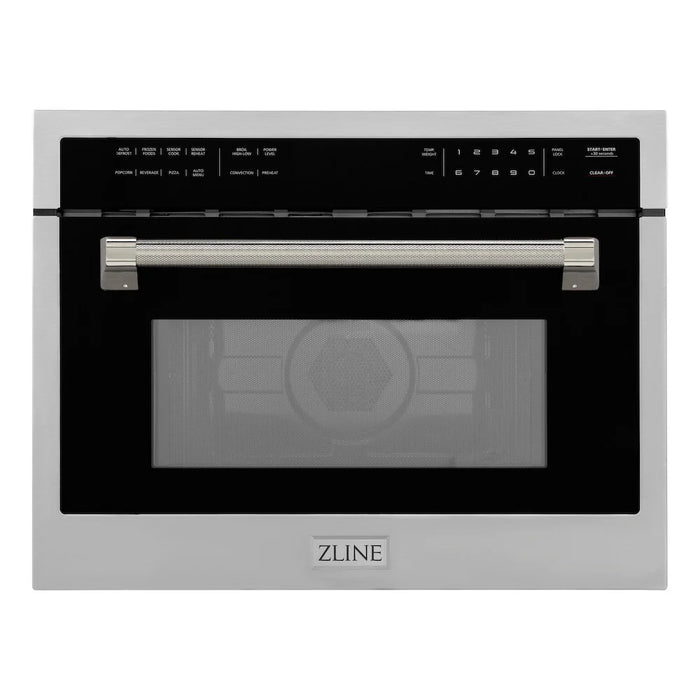 ZLINE Autograph Edition 24" Built-in Convection Microwave Oven, Stainless Steel, Helix Handle MWOZ-24-KCB