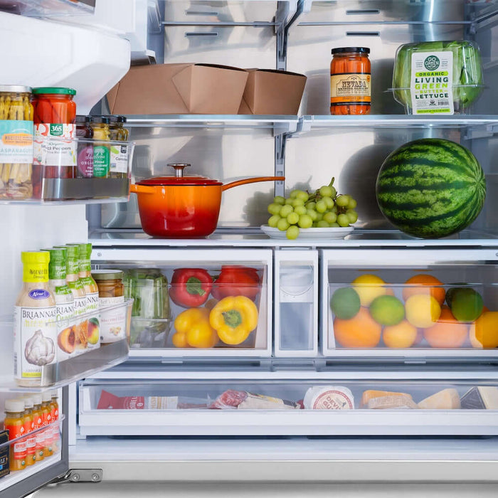 ZLINE Autograph Edition 36" Standard-Depth French Door External Water Dispenser Refrigerator, Dual Ice Maker, Fingerprint-Resistant Stainless Steel RSMZ-W-36-FMB