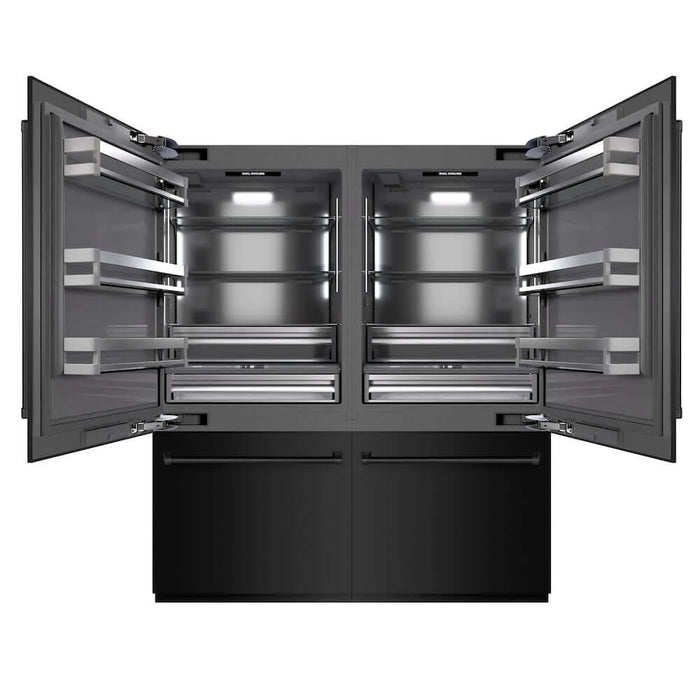 ZLINE 36" Built-In Bottom Freezer Refrigerator, Water Dispenser, Ice Maker, Black Stainless Steel, Graphite Gray Interior GRBIT-BS-36