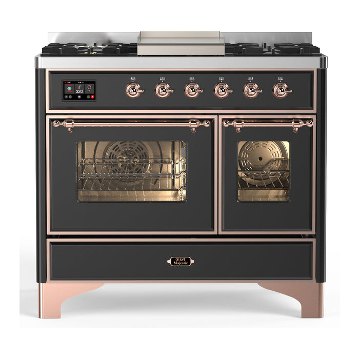 ILVE Majestic III 40" Dual Fuel, Range, Matte Graphite, Burnished Trim UMD40FNR3MGB