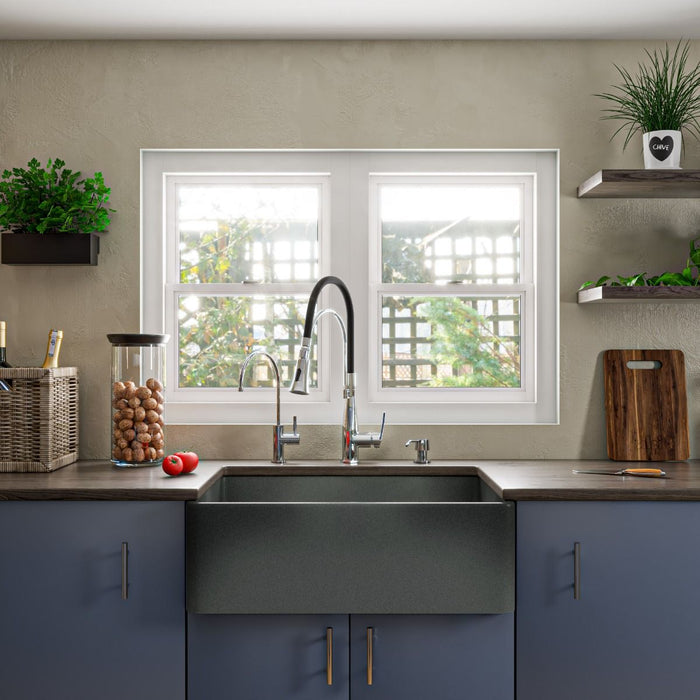 ALFI brand 30" Fireclay Farmouse Kitchen Sink In Concrete Color ABCO3020SB