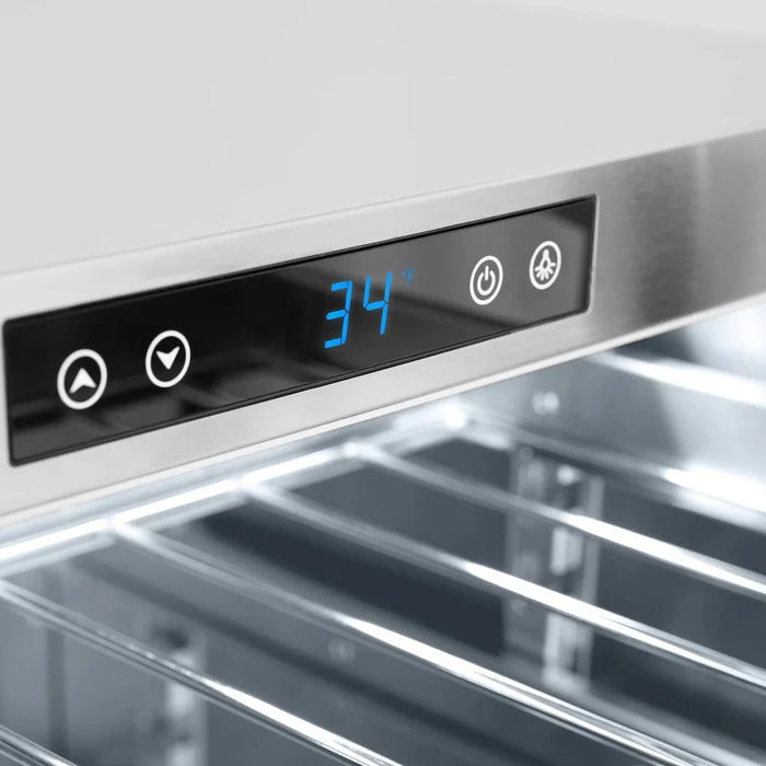 ZLINE 24" Touchstone 151 Can Beverage Fridge DuraSnow® Stainless Steel Glass Door And Champagne Bronze Handle RBSOZ-SN-24-CB