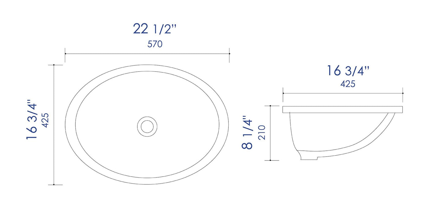 ALFI brand White 23" Oval Undermount Ceramic Sink ABC602