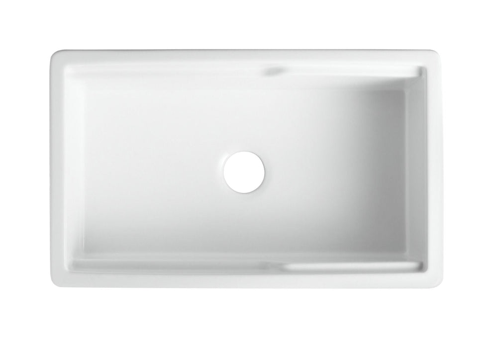 ALFI brand White 32" Workstation Step Rim Single Bowl Fireclay Undermount / Drop In Kitchen Sink ABFS3219SUD-W
