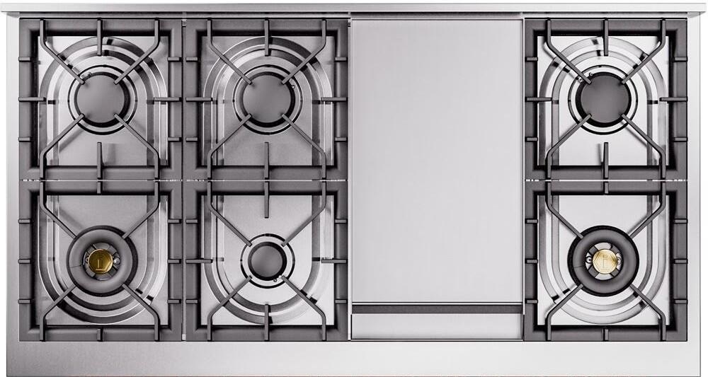 ILVE Nostalgie II 48" Dual Fuel Liquid Propane Range, Antique White, Bronze Trim UP48FNMPAWBLP ILVE