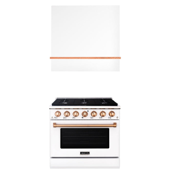 Akicon 36" Stainless Steel Range Hood with 600 CFM Insert & 6-Burner Gas Range Combo – Powerful Ventilation, Convection Oven, Multiple Finishes
