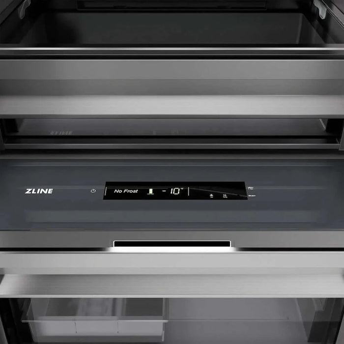ZLINE 18" Panel Ready Right Hinge Column Freezer, Graphite Gray Interior Matte Black RBCFVRZ-18-MB