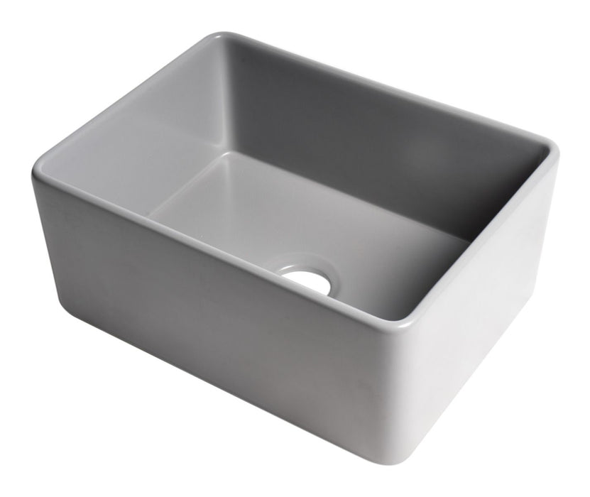 ALFI brand Smooth Apron 24" Single Bowl Fireclay Farm Sink ABF2418