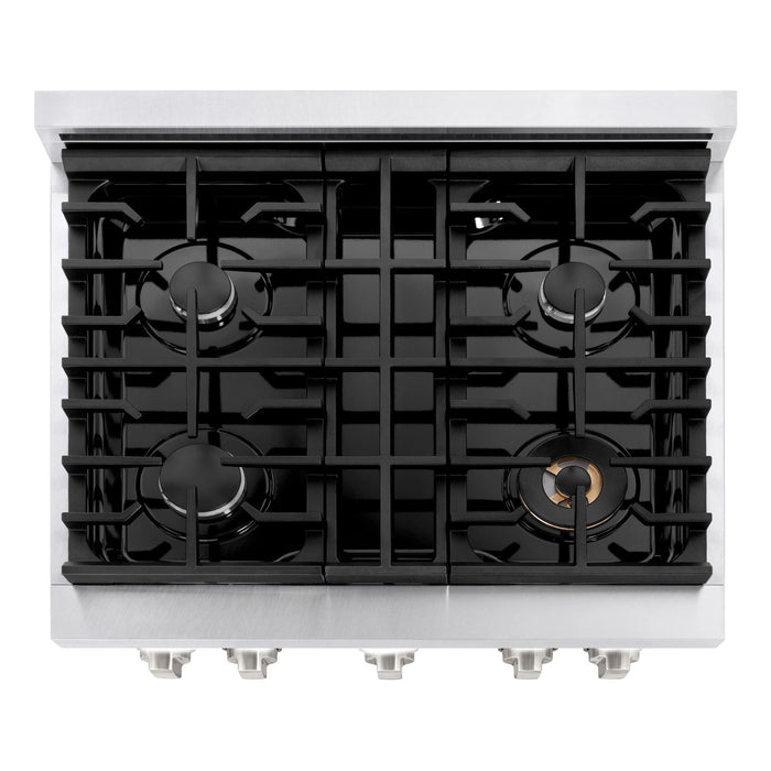 ZLINE 30"Paramount Dual Fuel Range DuraSnow® Stainless Steel SDRS-30