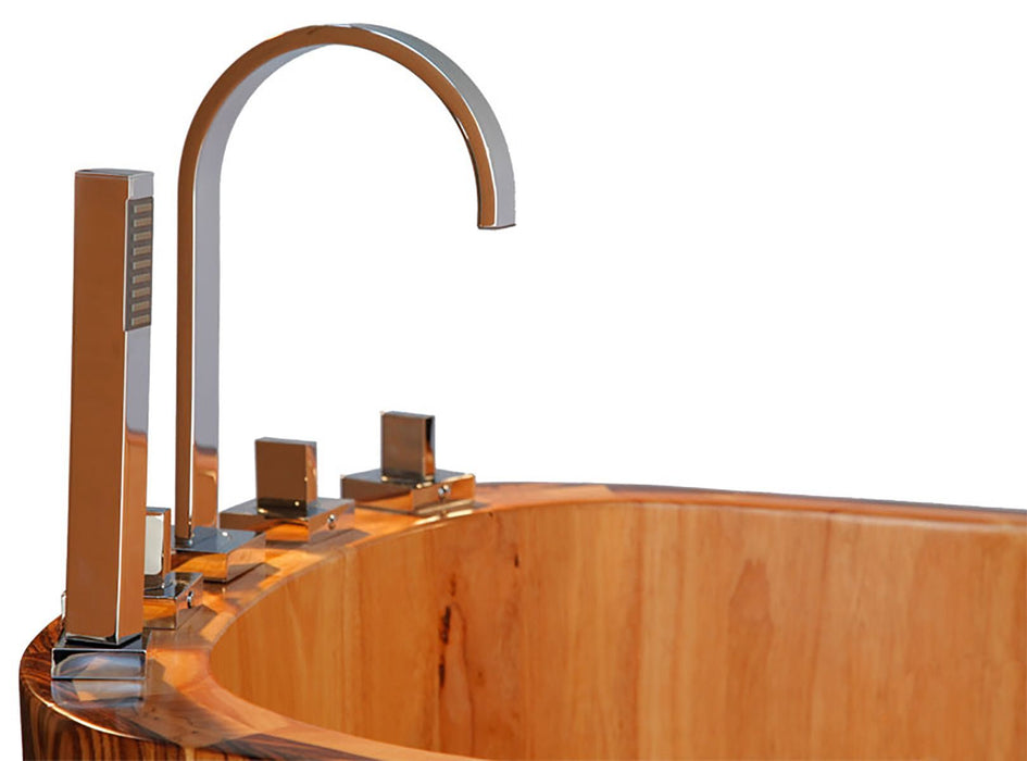 ALFI brand 59'' Free Standing Wooden Bathtub, Tub Filler AB1148