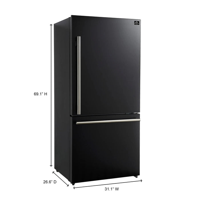 FORNO Espresso Milano 31" Right Swing Refrigerator FFFFD1785-31BLK