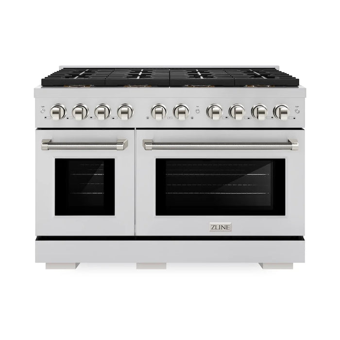 ZLINE Autograph Edition 48" Paramount Gas Range, Cooktop, Gas Convection Oven, Stainless Steel, Helix Handle SGRZ-48-KCB