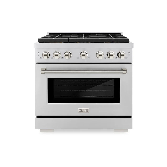 ZLINE Autograph Edition 36" Paramount Dual Fuel Range, DuoPro™ Cooktop, Electric Convection Oven, Stainless Steel, Helix Handle PSDRZ-36-KCB