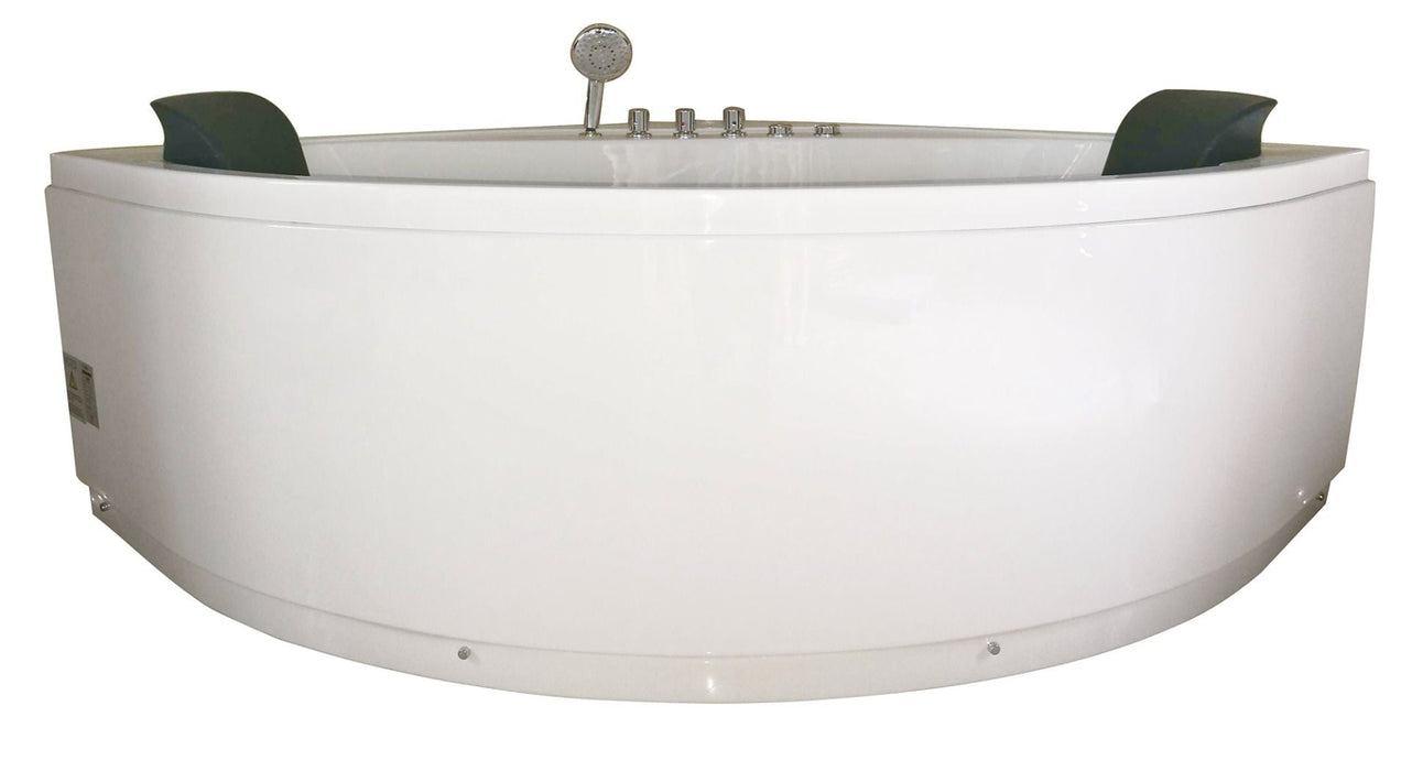 EAGO 5' Rounded Modern Double Seat Corner Whirlpool Bath Tub, Fixtures AM200