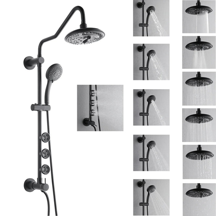 Forno Acqua AcquaSPA Retrofit Shower, Overhead Rainfall Shower, Handheld Shower Head SC32BK-C8