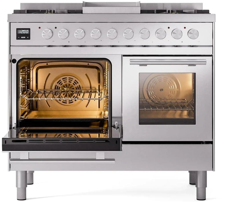 ILVE 40"Professional Plus Dual Fuel Range, Stainless Steel UPD40FWMPSS