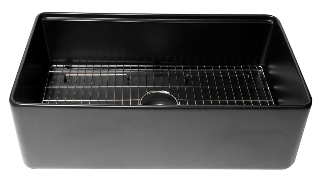 ALFI Brand 33" Smooth Apron Workstation Step Rim Fireclay Farm Sink  ABFS3320S
