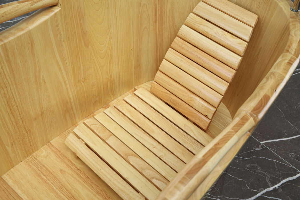 ALFI brand 61'' Free Standing Wooden BathTub, Headrest AB1163